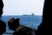 US Marines near the Blue Star III commercial ship during blockade operations, on April 28.