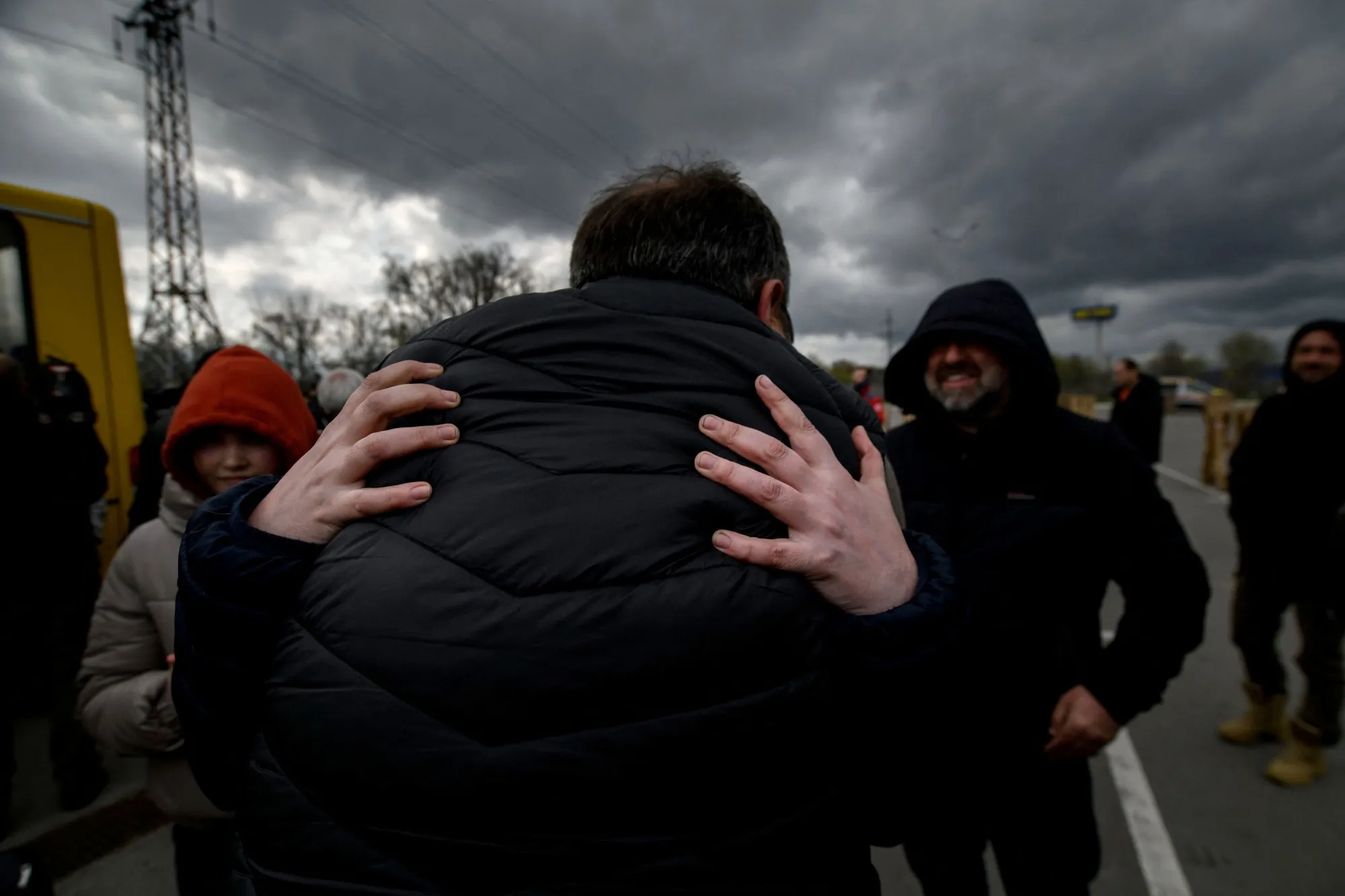 People fleeing Mariupol arrive at a registration center for internally displaced people in Zaporizhzhia, Ukraine, on April 21.