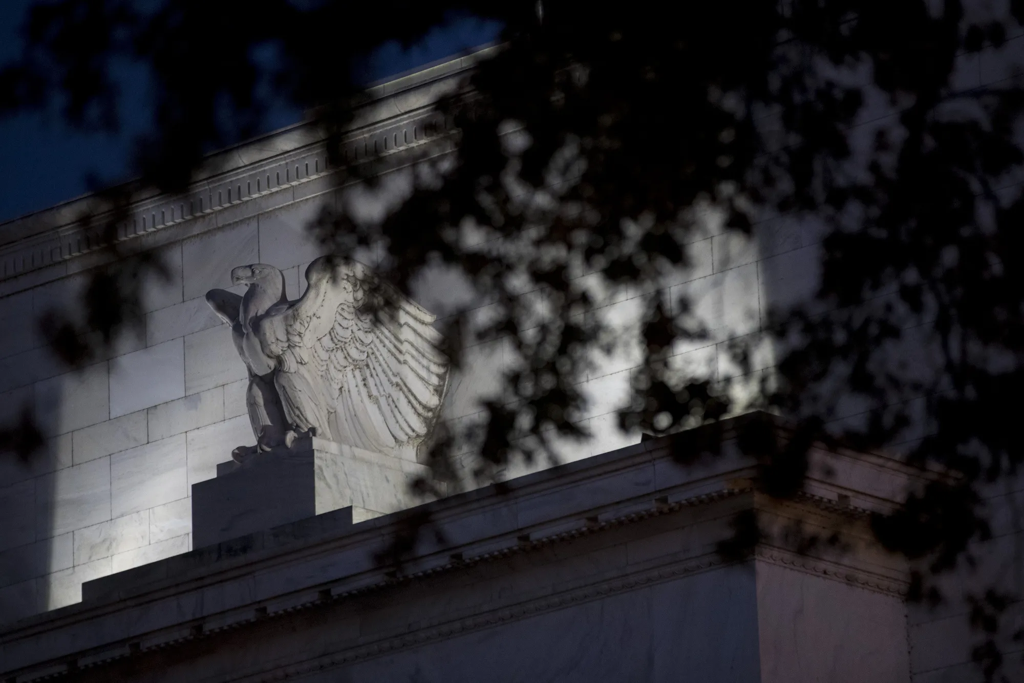 An eagle sculpture on the facade of the Marriner S. Eccles Federal Reserve building in Washington, D.C.