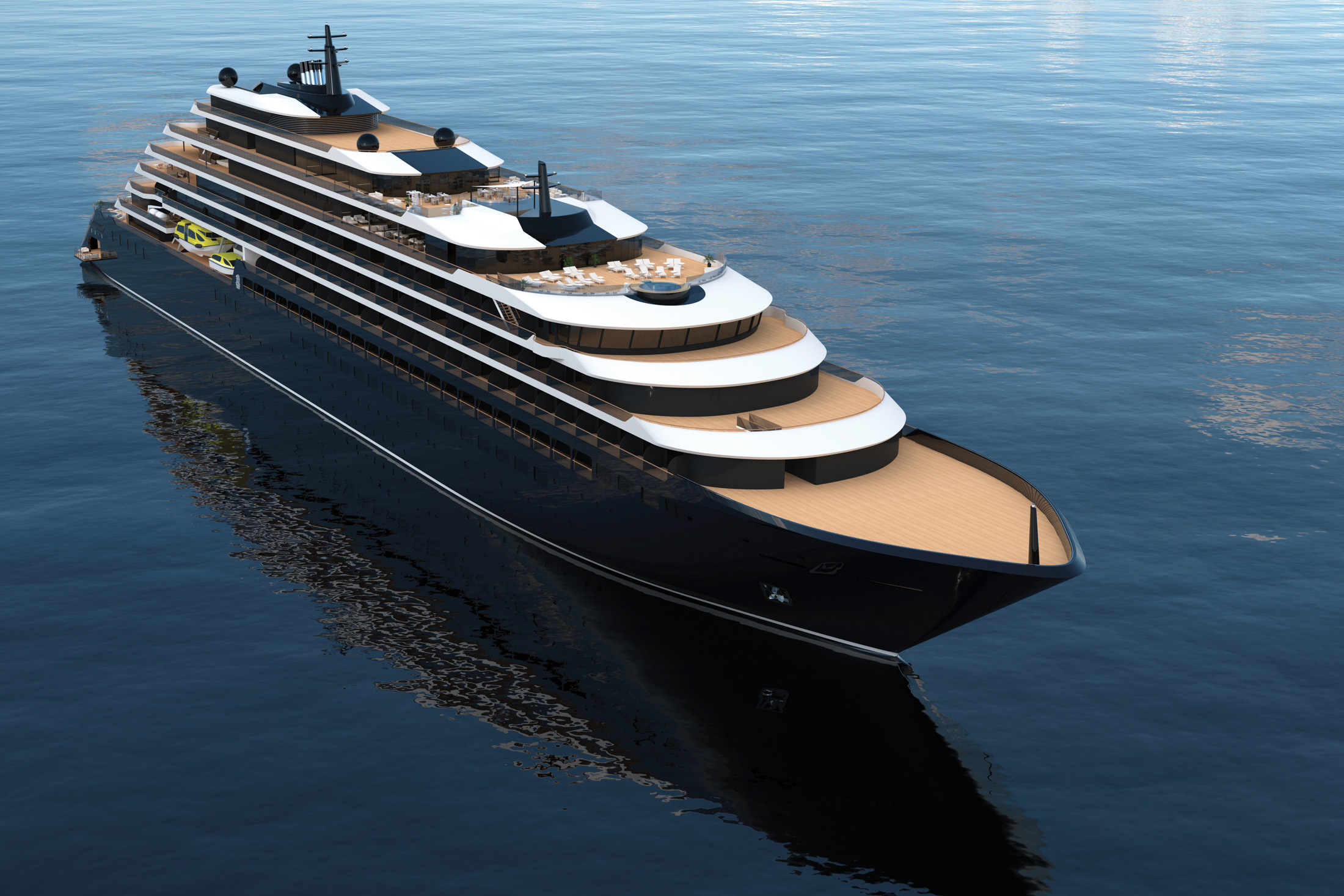 A rendering of a Ritz-Carlton Yacht Collection vessel.