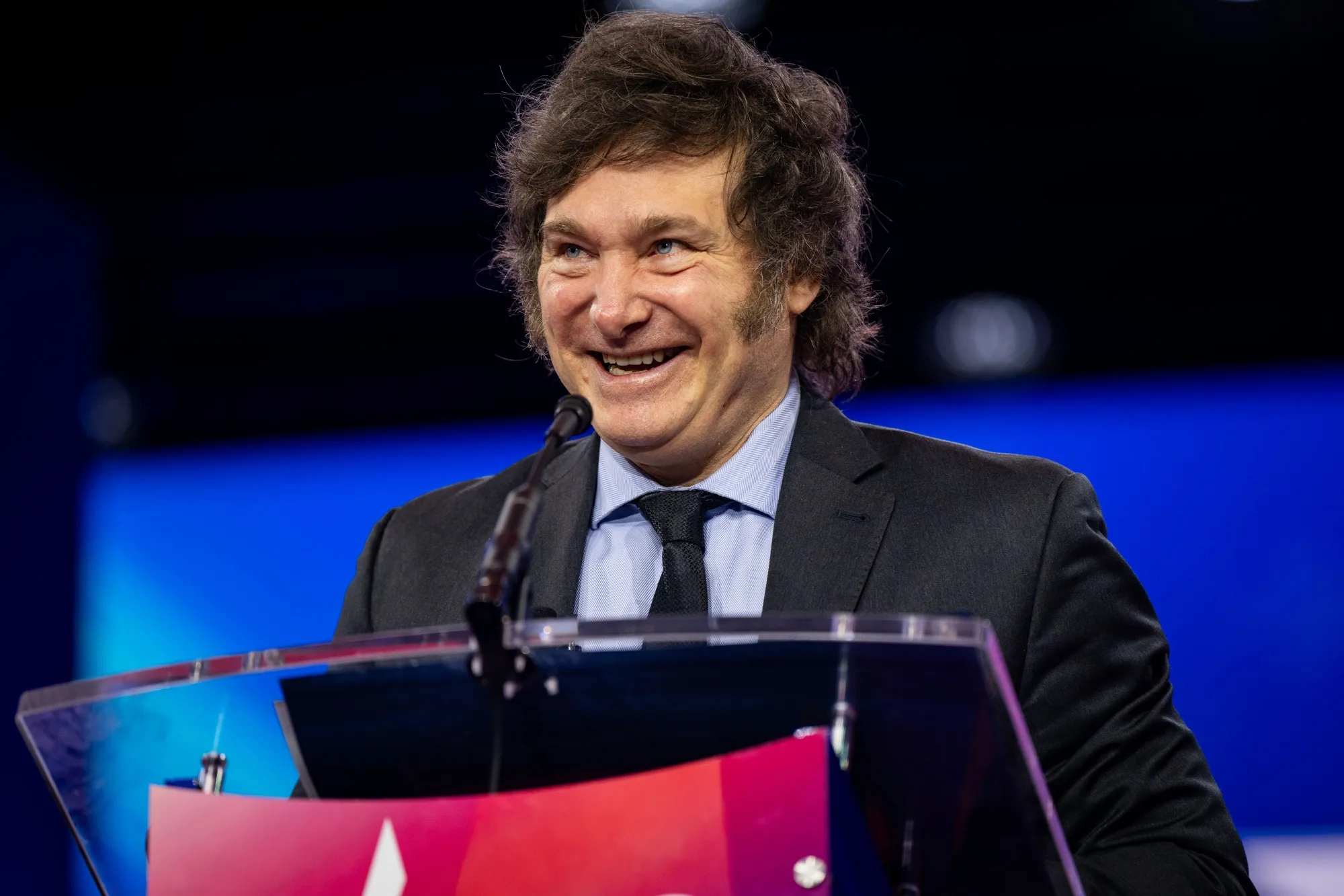 Javier Milei speaks at the Conservative Political Action Conference in National Harbor, Maryland on Feb. 24.