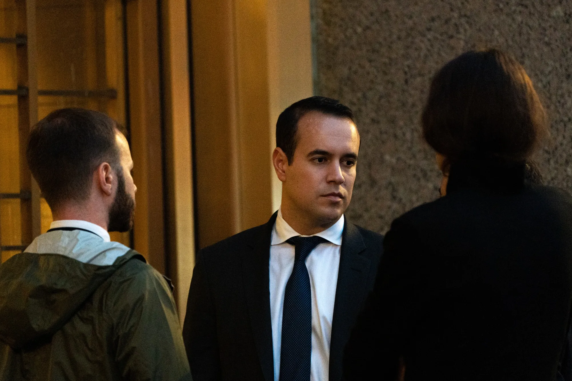 Goldman Sachs banker Bryan Cohen exits federal court in New York on Oct. 22.