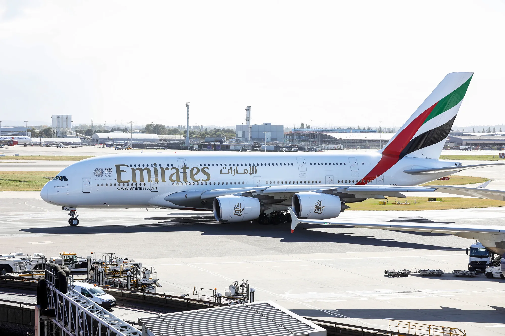 An Airbus SE A380 operated by Emirates Airlines.