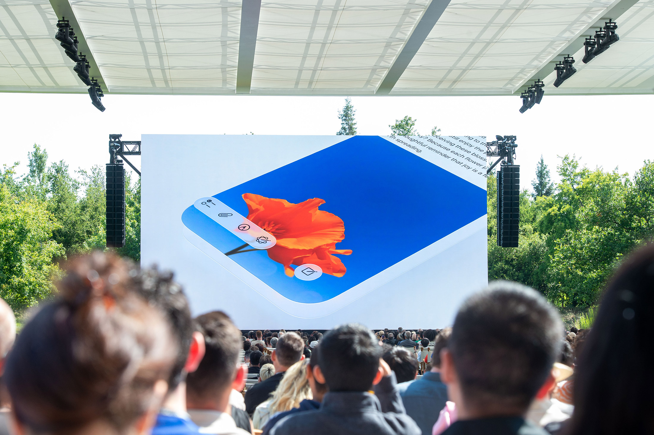 Apple presents the new Liquid Glass design at WWDC in Cupertino on June 9.&nbsp;
