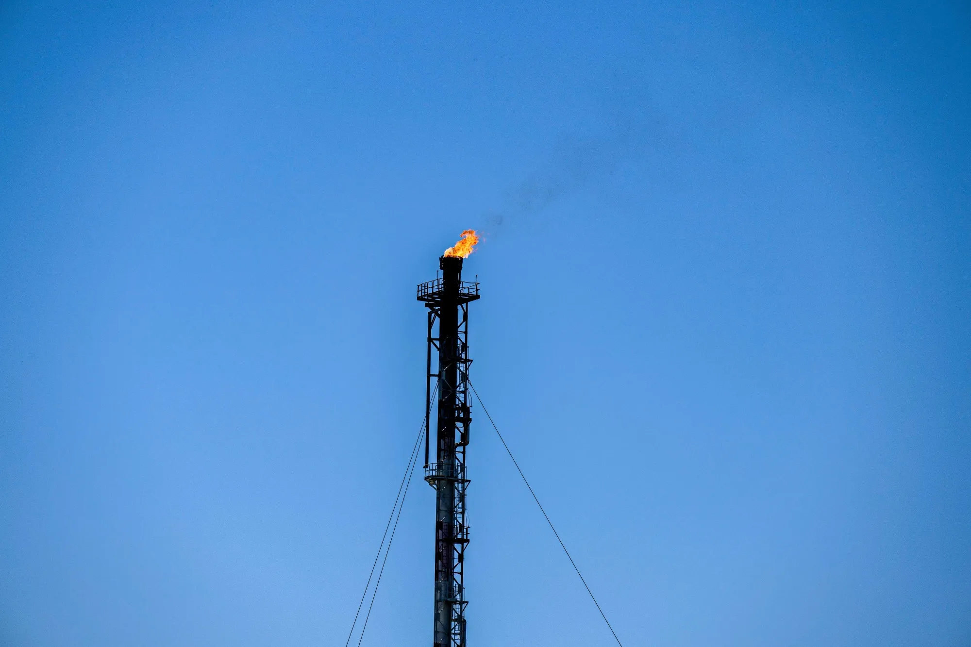 A flame stack at a gas production plant in Norway.