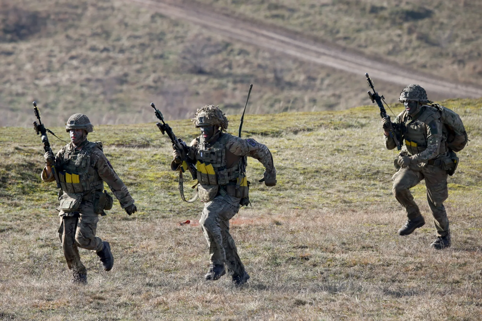 Soldiers training during a NATO exercise in Drawsko Pomorskie, Poland, in 2024.