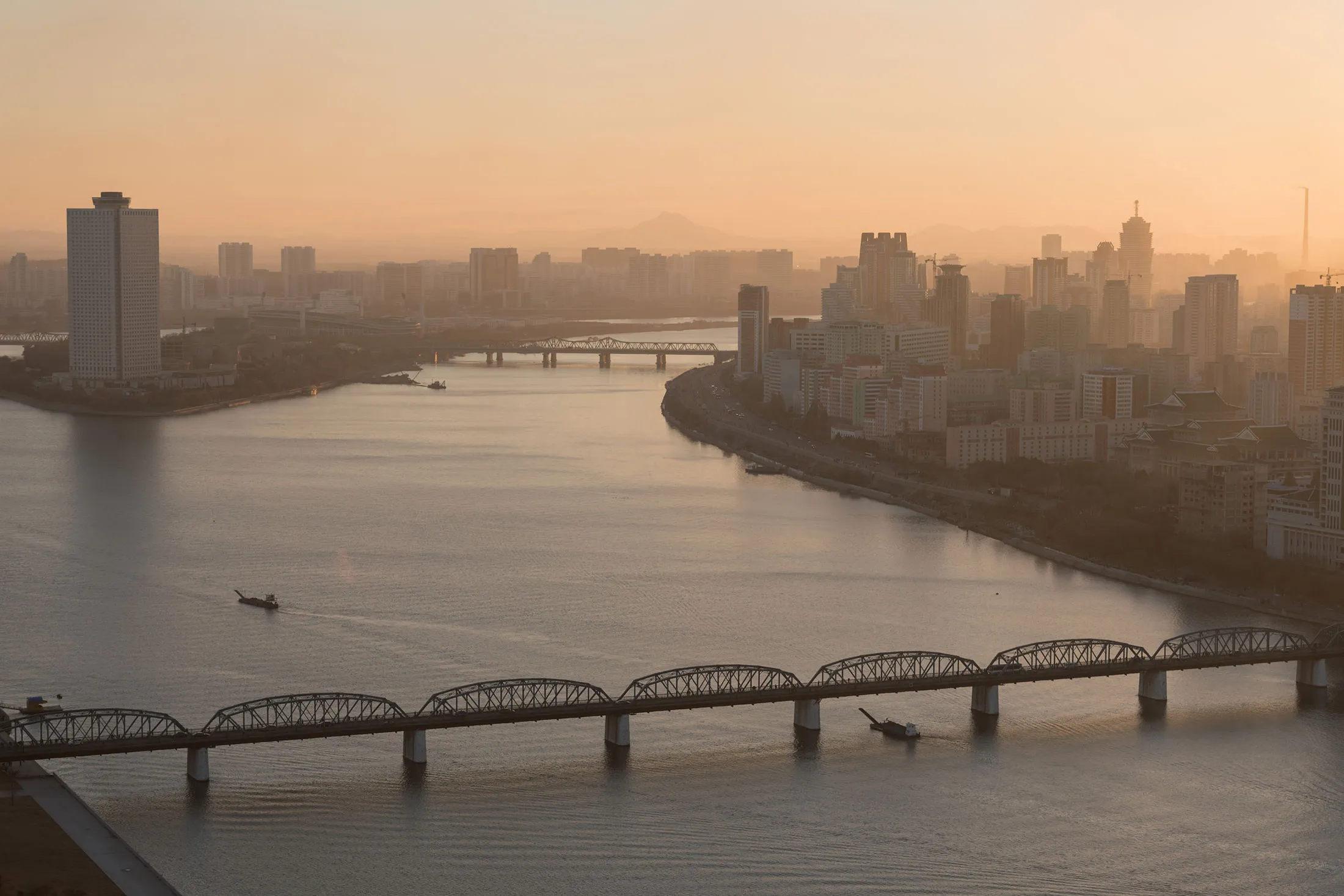 The Yanggakdo International Hotel, left, in Pyongyang, where U.S. student Otto Warmbier was alleged to have removed a political poster from staff quarters.&nbsp;
