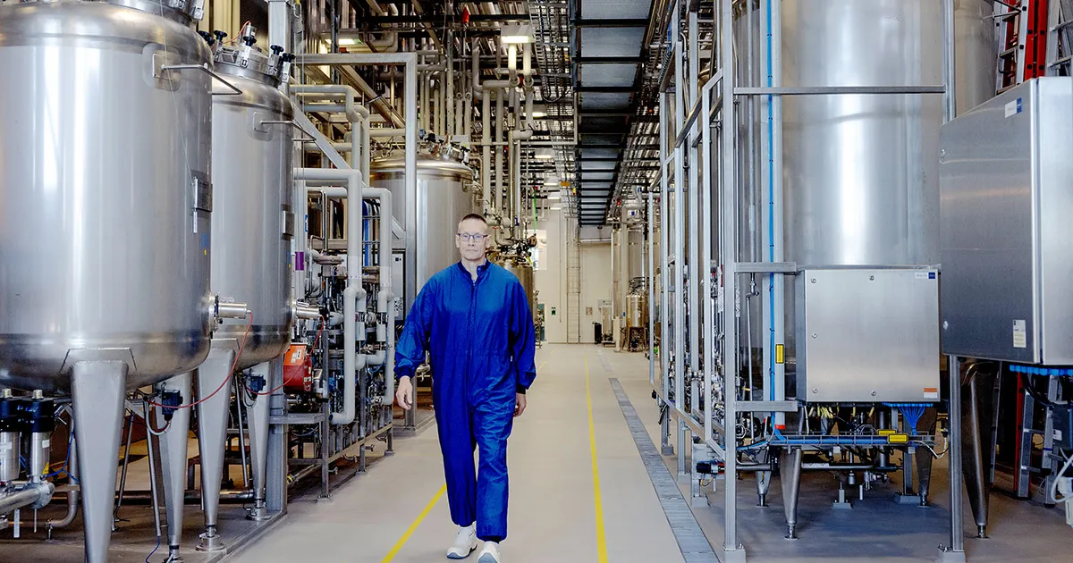Michael Hallgren, senior vice president of active pharmaceutical ingredients manufacturing, at Novo Nordisk’s factory in Kalundborg, Denmark.