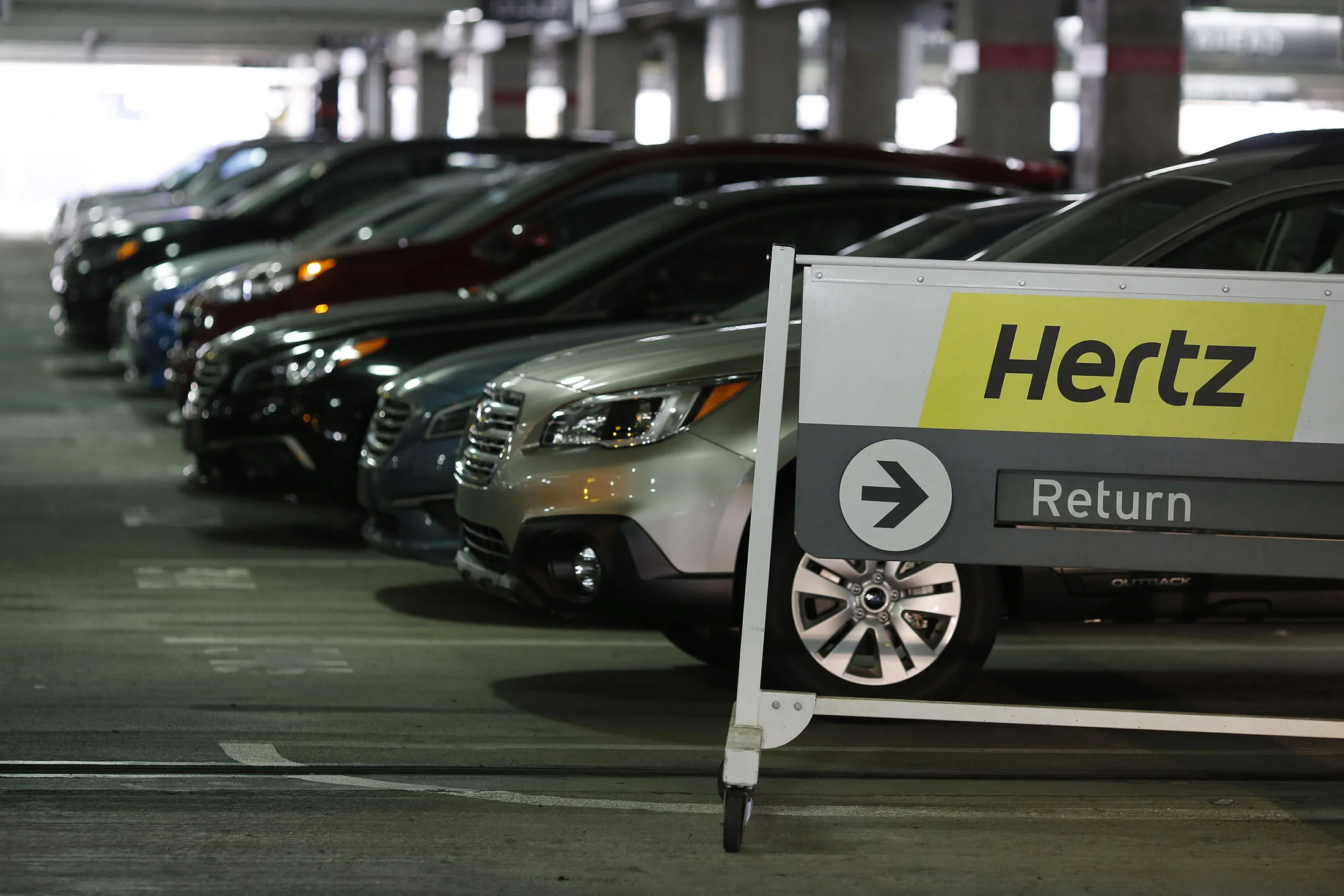 A Hertz Global Holdings Inc. rental location inside Charlotte Douglas International Airport in Charlotte, North Carolina, on Feb. 24, 2017.
