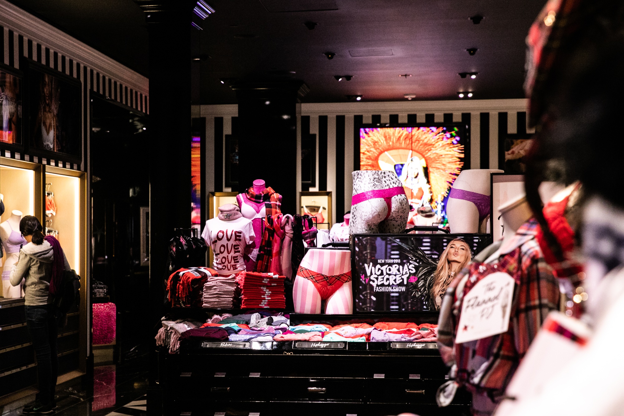 A customer shops at a Victoria's Secret.