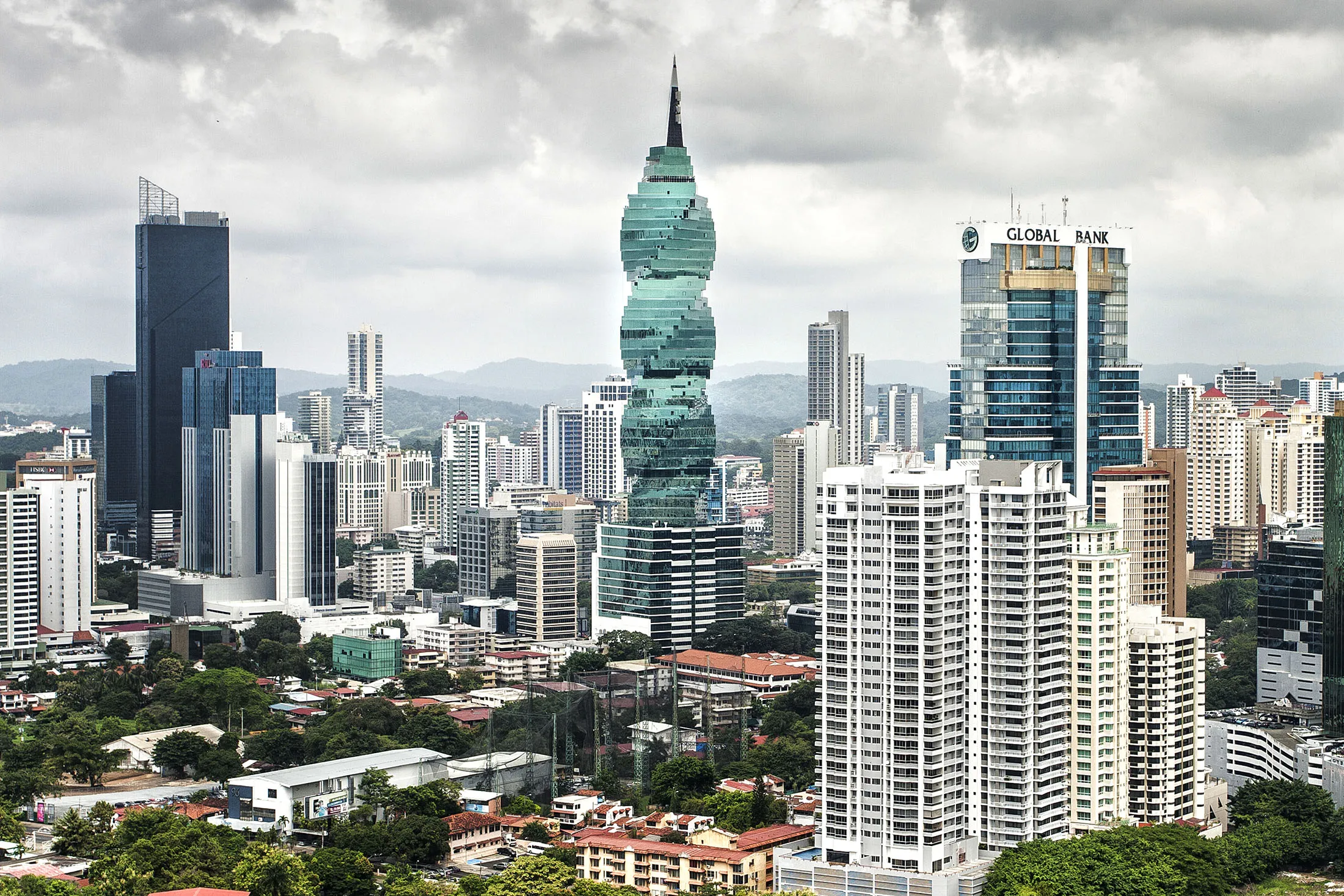 The F&F Tower, center, houses the Rosneft offices in Panama City.