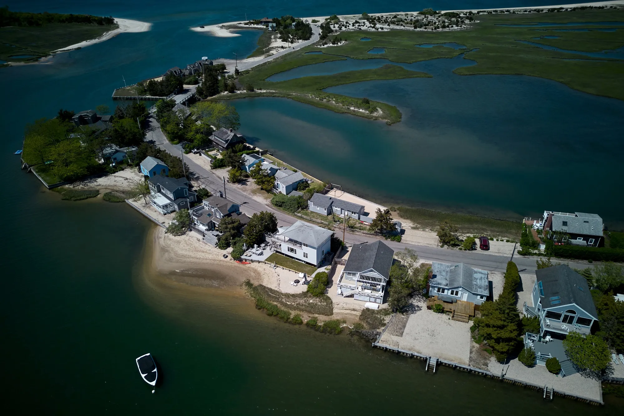 Waterfront homes in Southampton, New York.