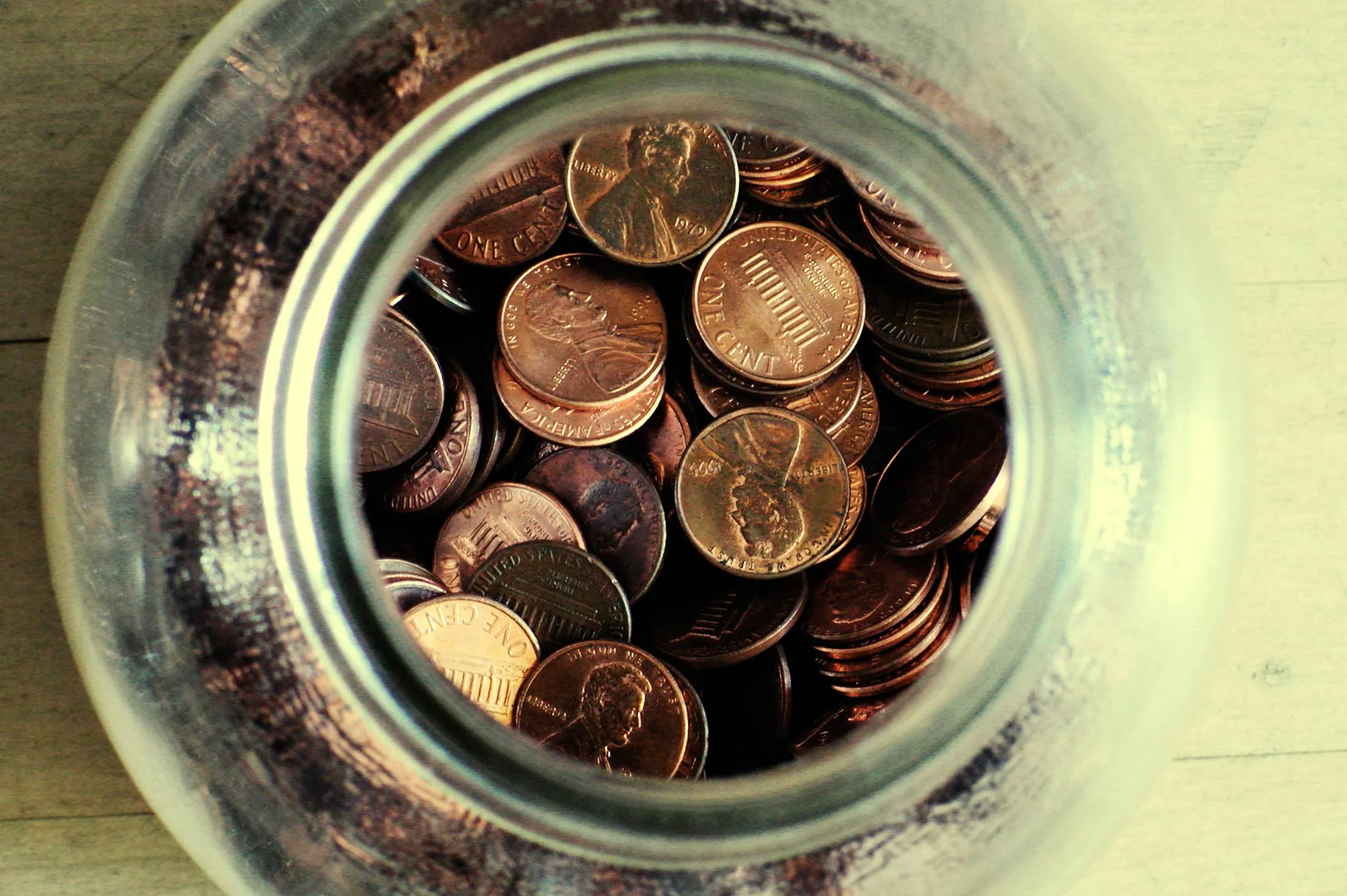 Jar filled with pennies
