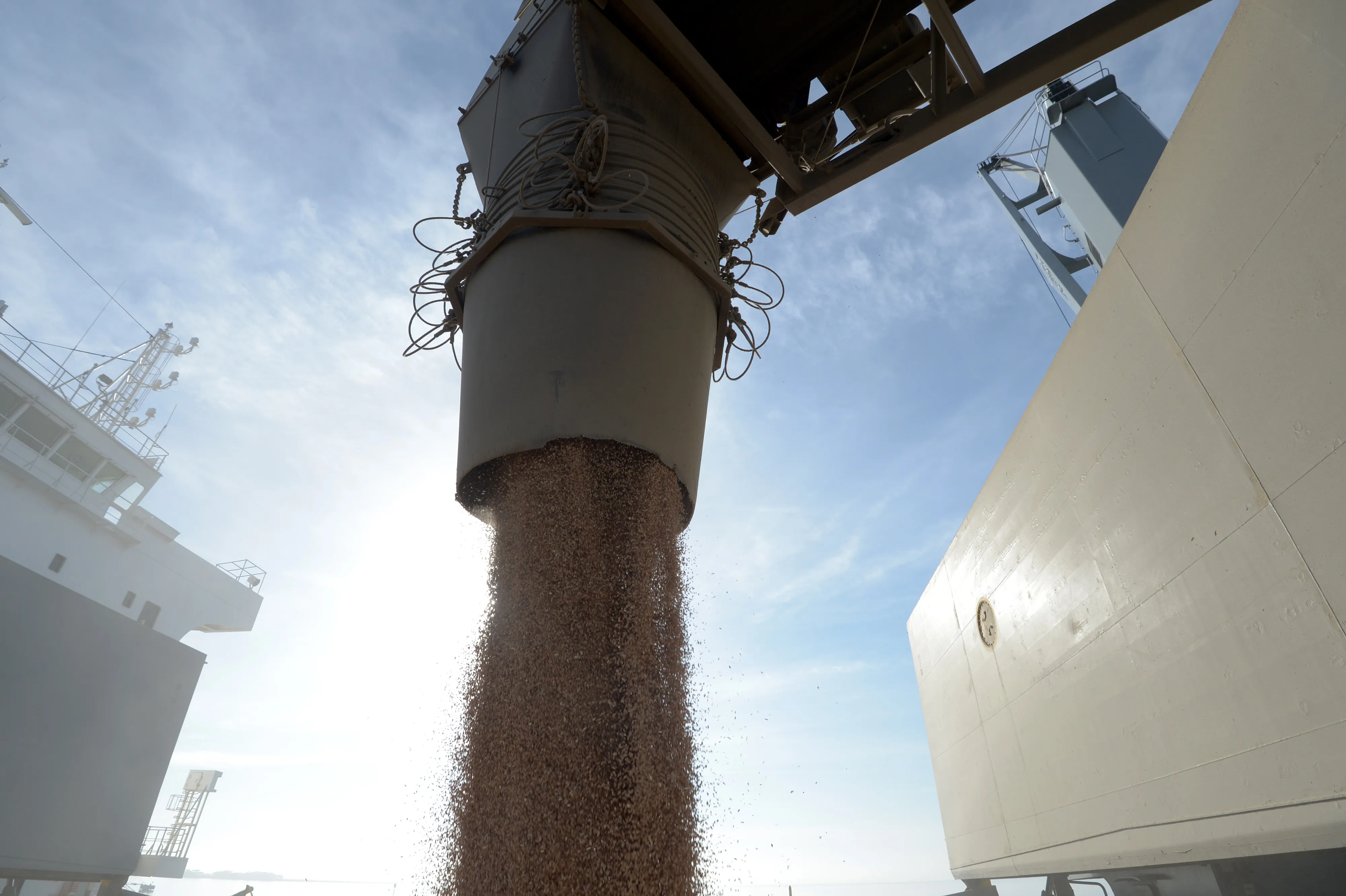 Wheat is loaded onto a bulk carrier at a port in Australia on March 4.