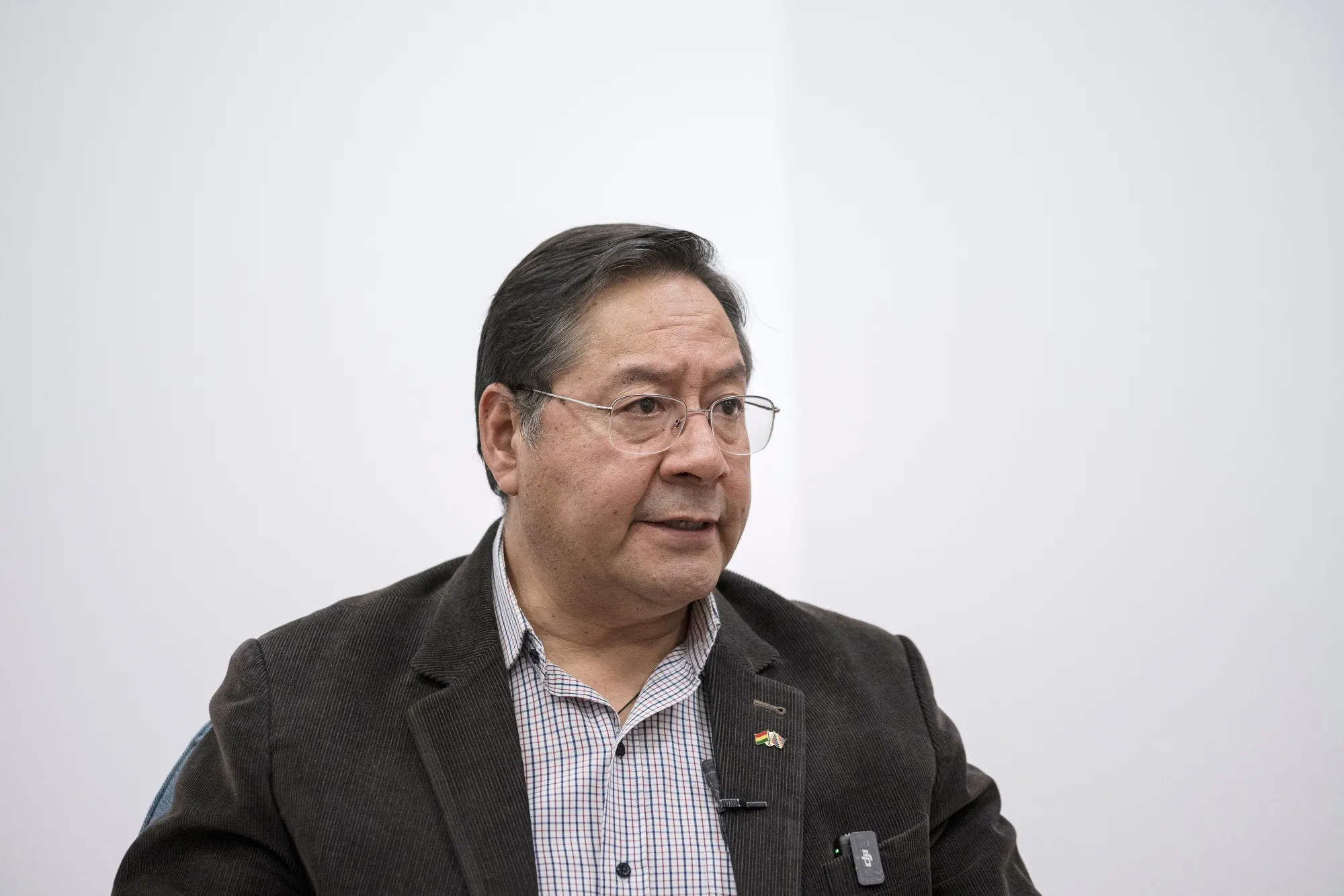Luis Arce during an interview at the Casa Grande in La Paz in June.