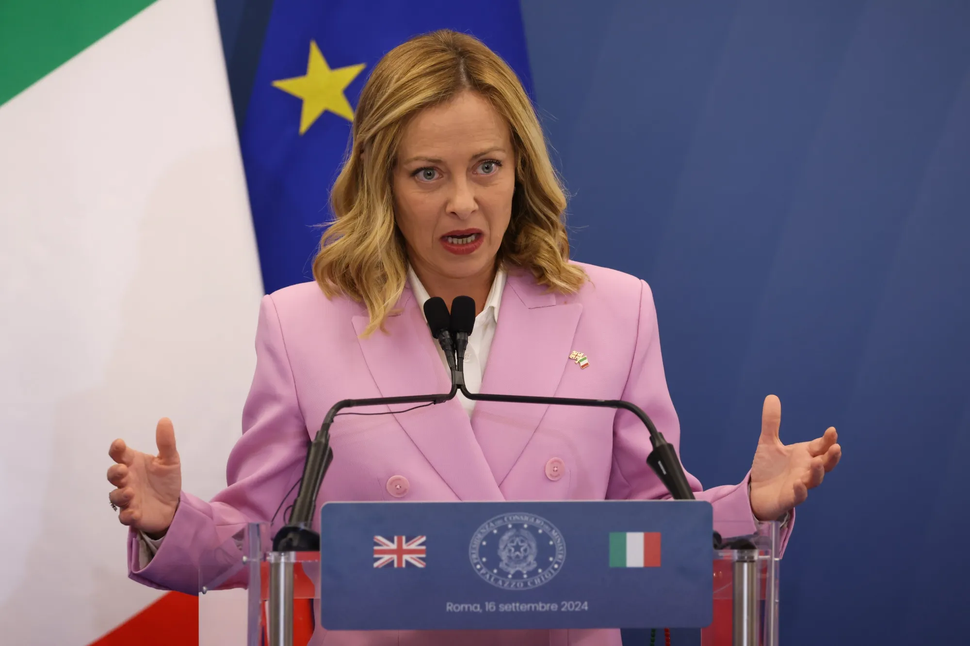 Giorgia Meloni, Italy's prime minister, during a news conference on Monday in Rome.