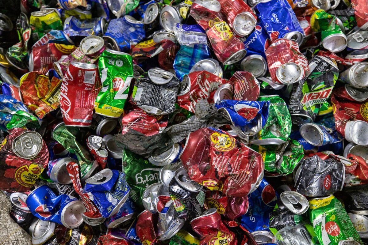 Push-Top Oversized Soda Can Trash Bin