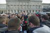 Mary Lou McDonald speaks to members of the media outside the Irish Parliament, in Dublin, on Feb. 13.