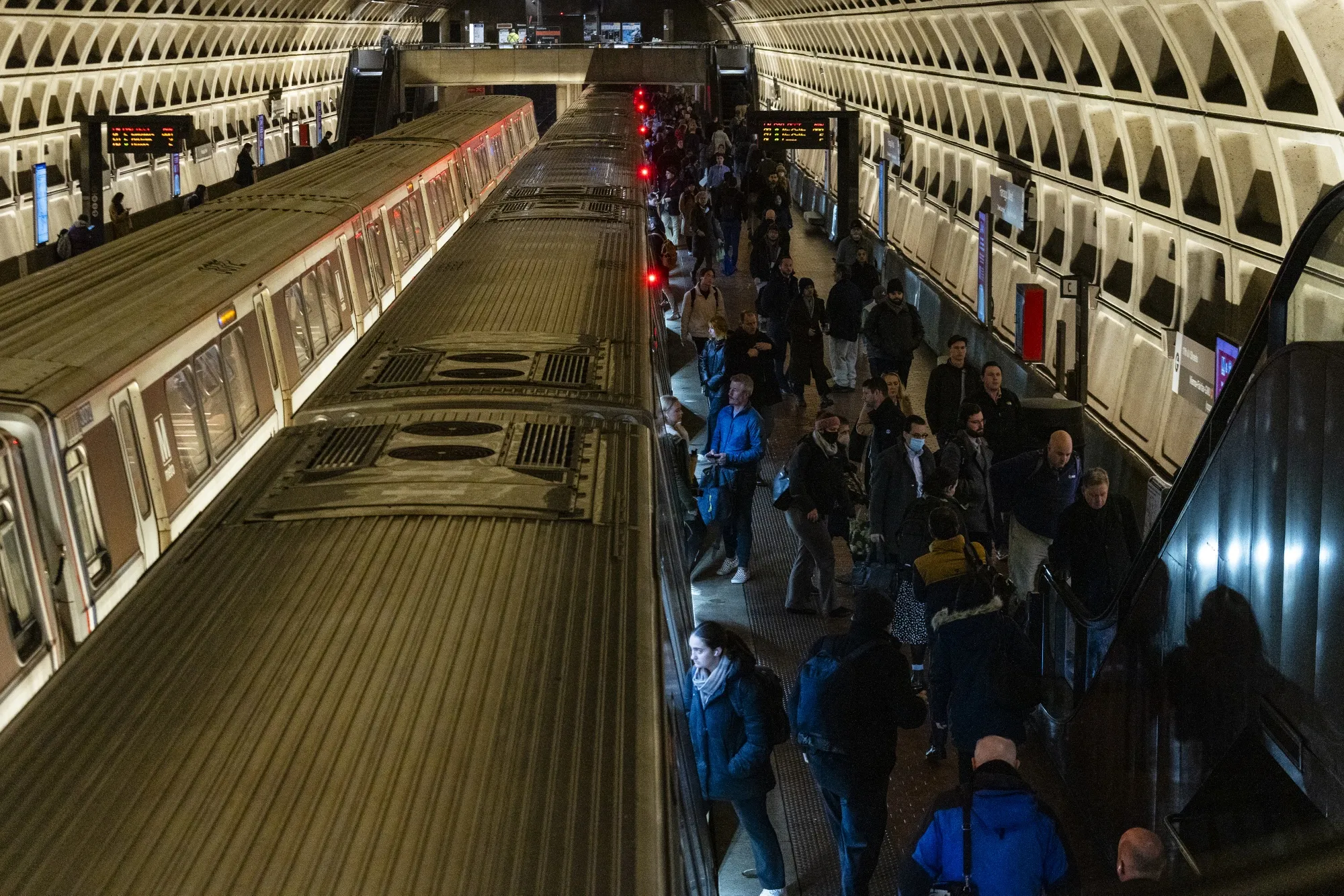 Commuters at Farragut West station in Washington, DC.