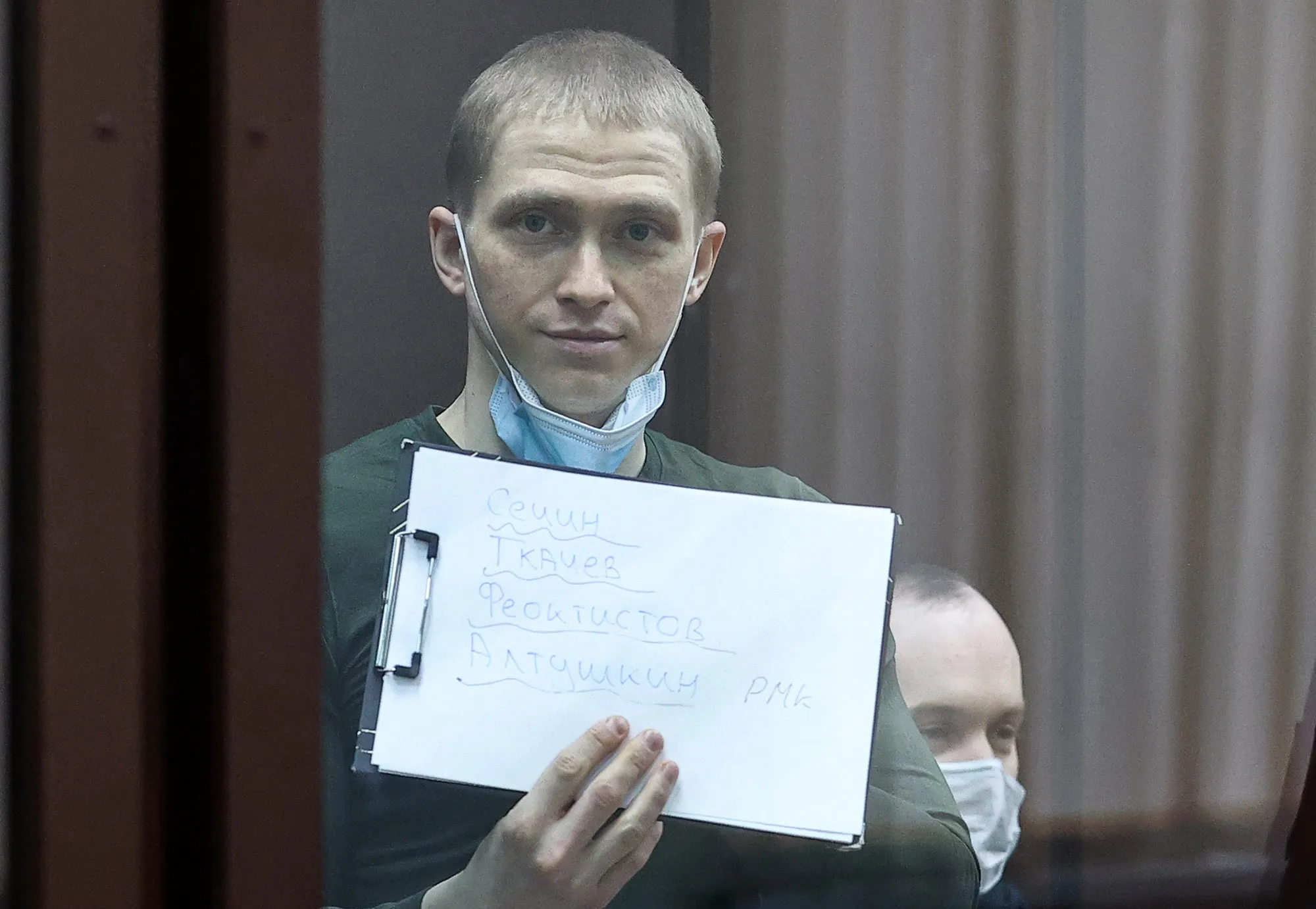 Konstantin Kozlovsky appears for a sentence hearing at the Kirovsky District Court.
