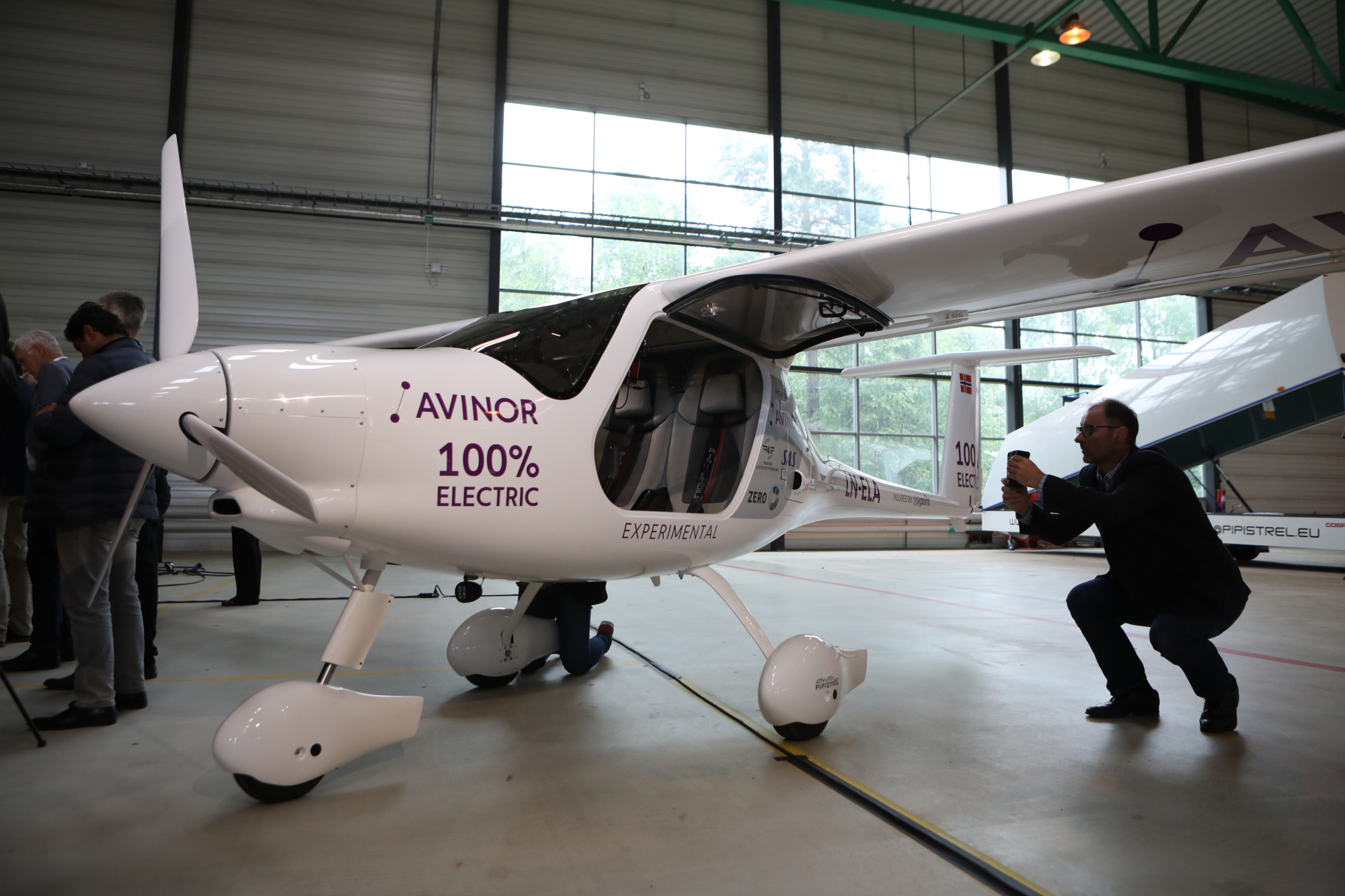 An Avinor AS electric two-seater plane.