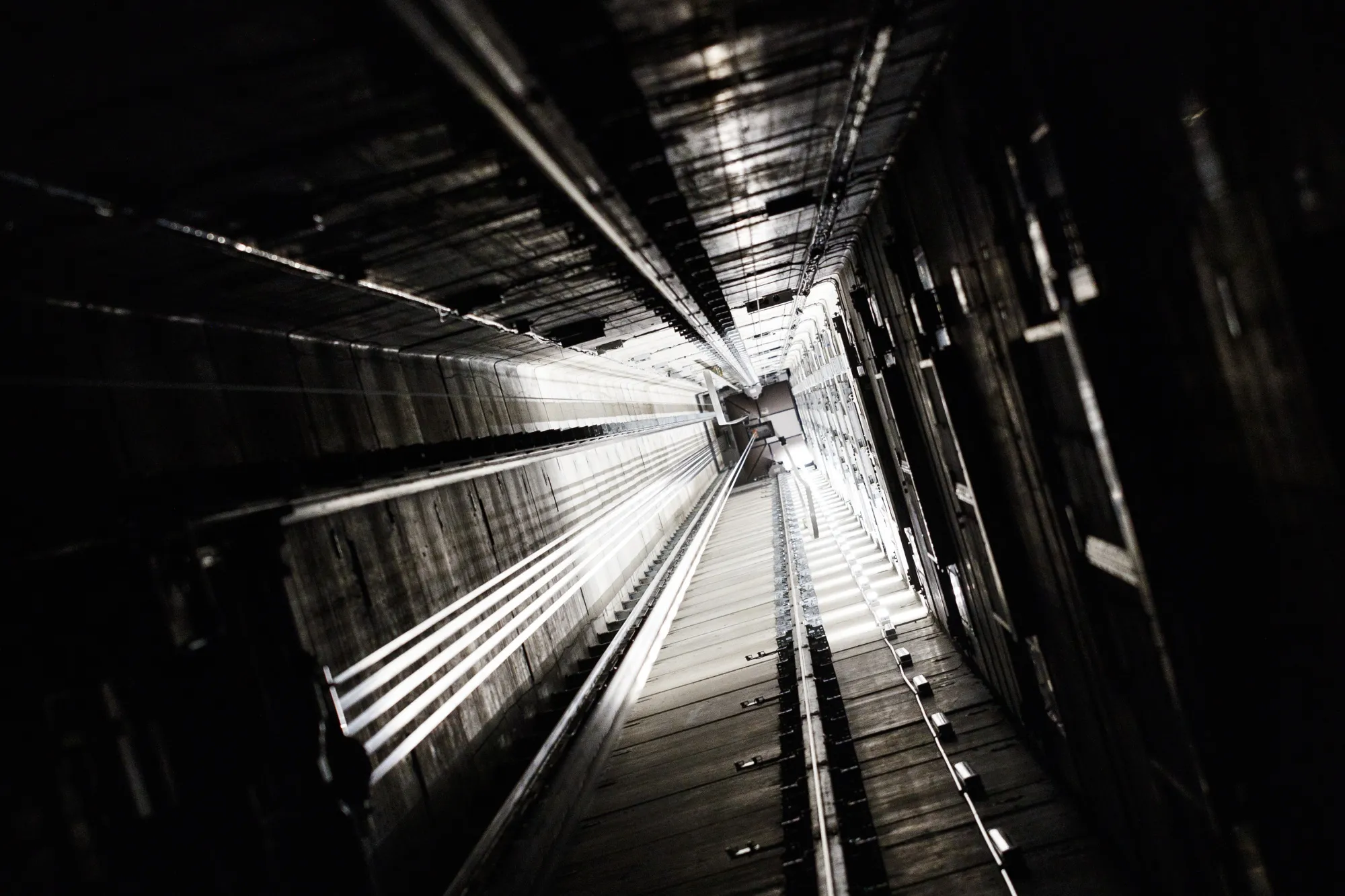 A 200-meter-deep elevator test shaft sits in the Kone Oyj High Rise Laboratory in Tytyri, Finland, on Tuesday, March 6, 2018.