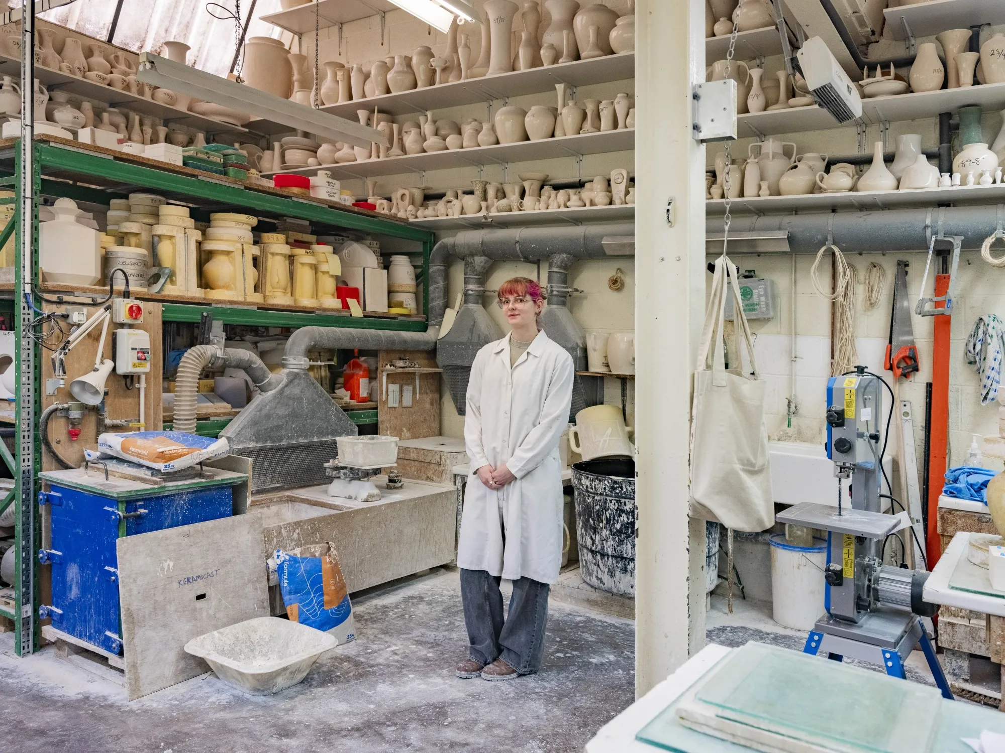 Ceramacist Fran Hartill in the mold room at Moorcroft pottery factory in Stoke-on-Trent,&nbsp;UK.