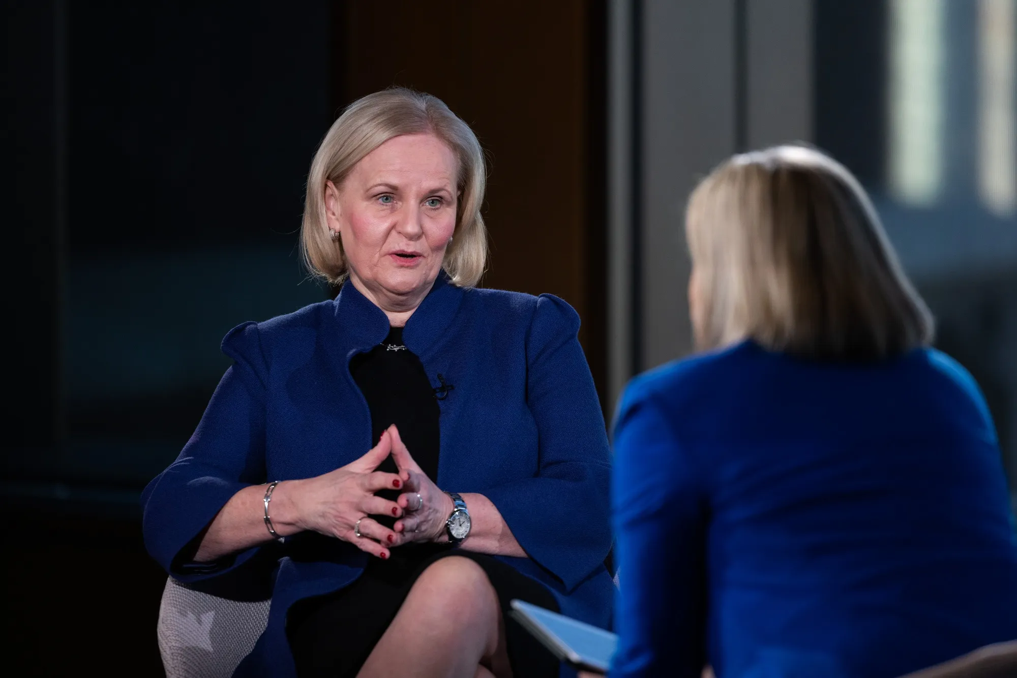 Amanda Blanc during a Bloomberg Television interview in London, on March 18.