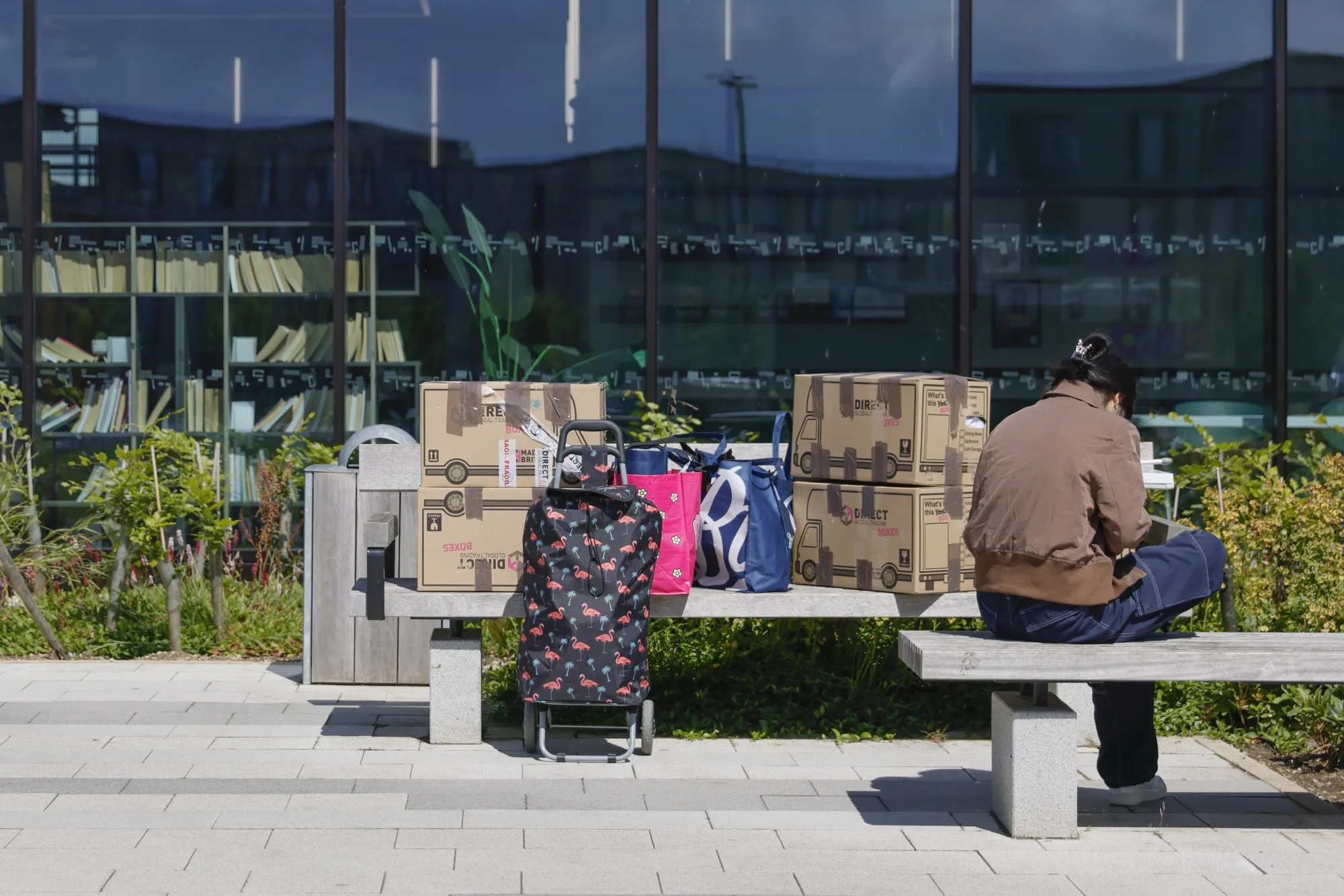 A student moving out from university.