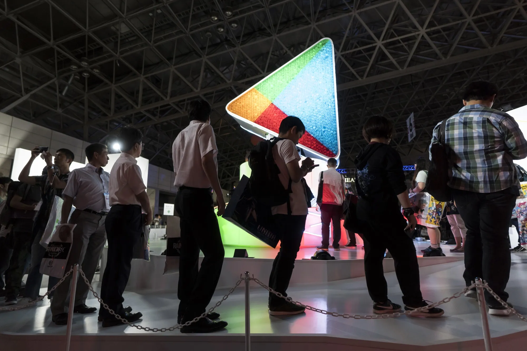 Attendees in front of the Google Play booth during the Tokyo Game Show.