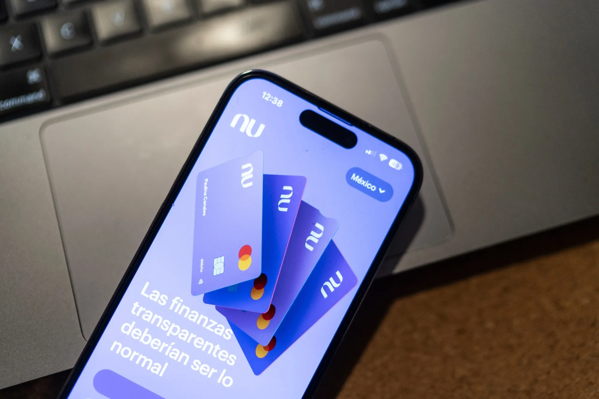 The Nubank mobile app on a smartphone arranged in Mexico City, Mexico, on Saturday, Aug. 5, 2023.&nbsp;
