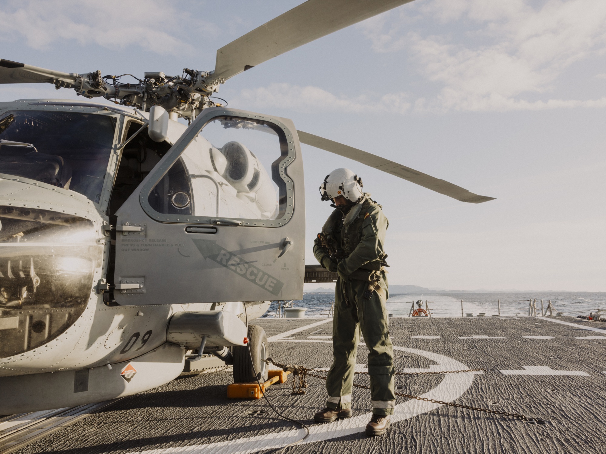 Preparation of the Helicopter on board Photographer: Iona Dutz/Bloomberg