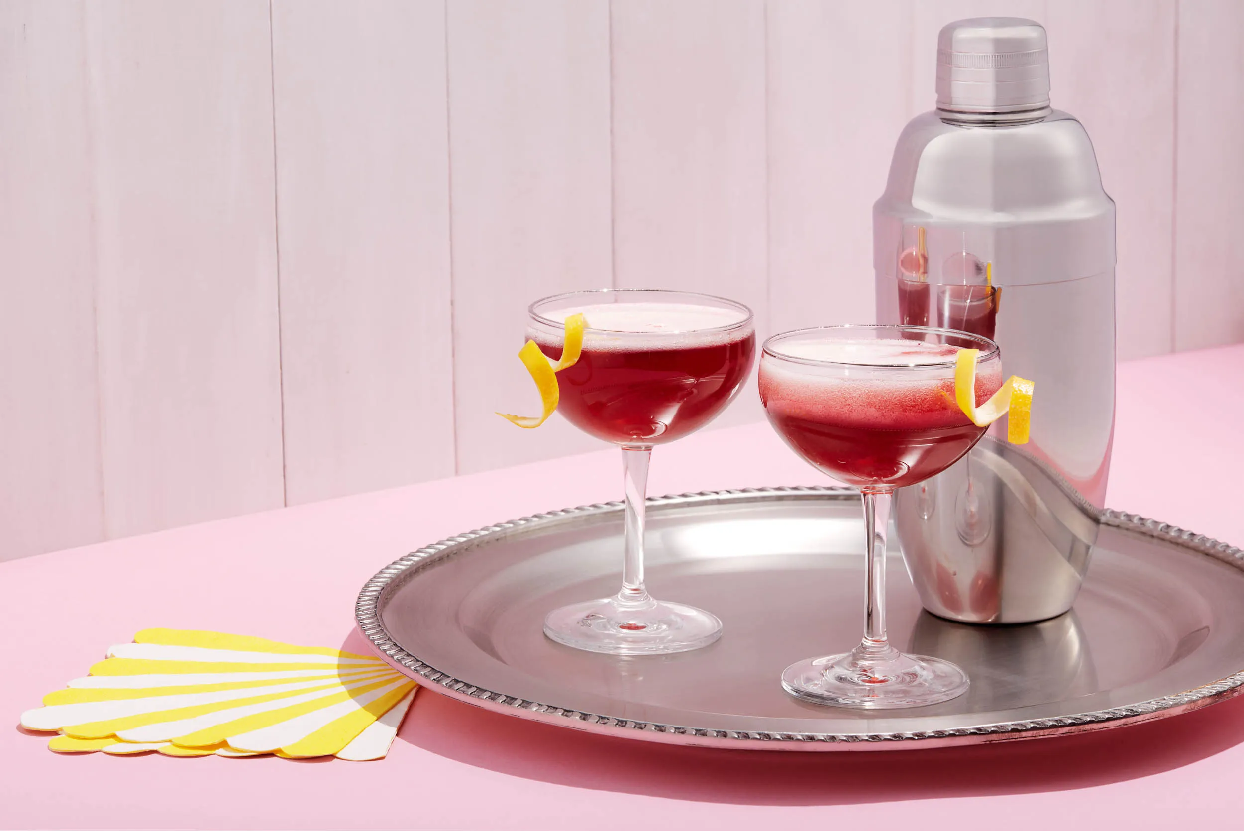 A Seersucker Fizz is the best drink for a fancy summer party. Silver Trim Leopold coupe glass ($41.99 for six) by Cocktail Kingdom.
