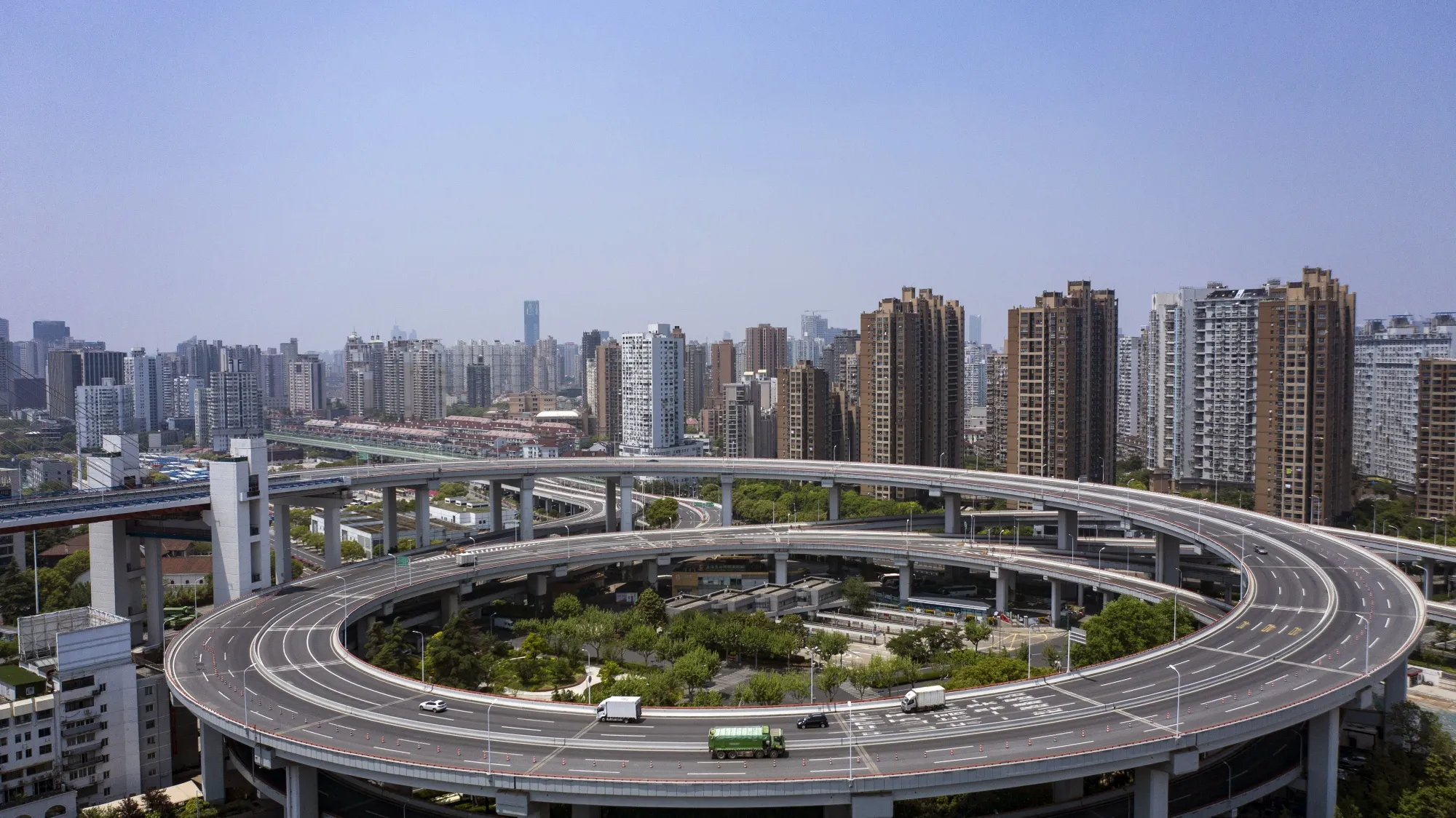 Nearly-empty roads during a lockdown due to Covid-19 in Shanghai on&nbsp;May 3.