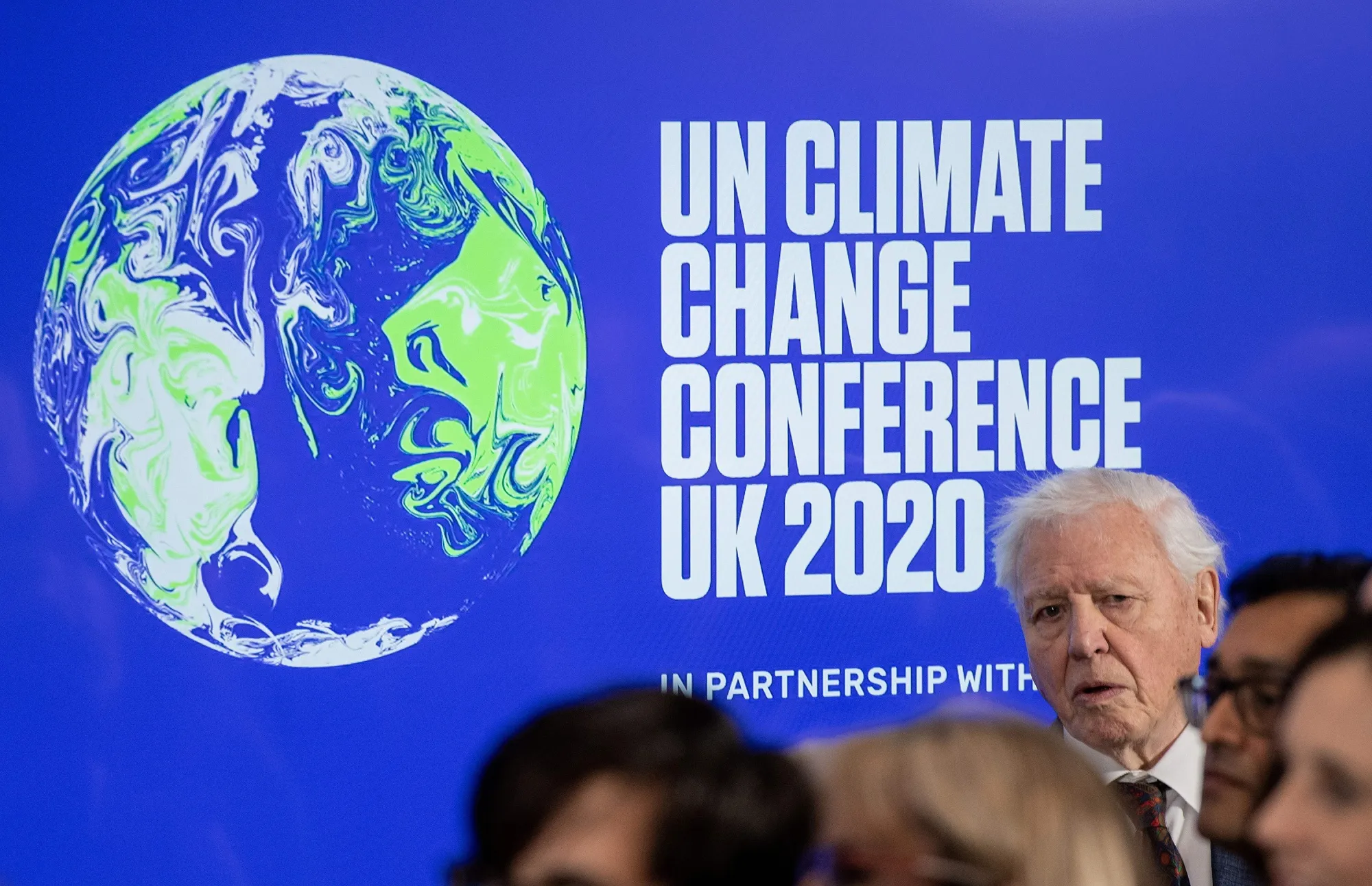 British broadcaster and conservationist David Attenborough speaks during an event to launch the United Nations' Climate Change conference, COP26.