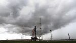 The NASA moon rocket ready for launch on Pad 39B for the Artemis 1 mission at the Kennedy Space Center in Cape Canaveral, Florida, on Aug. 27.