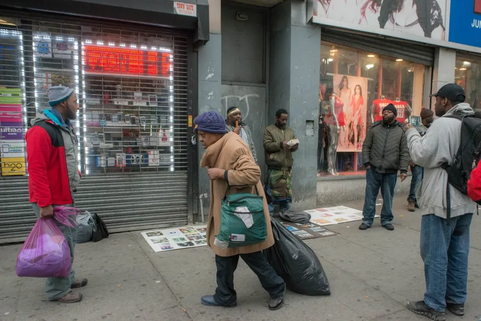 Black Hebrew Israelites preaching, Broad Street at Market Street, Newark, 2018.