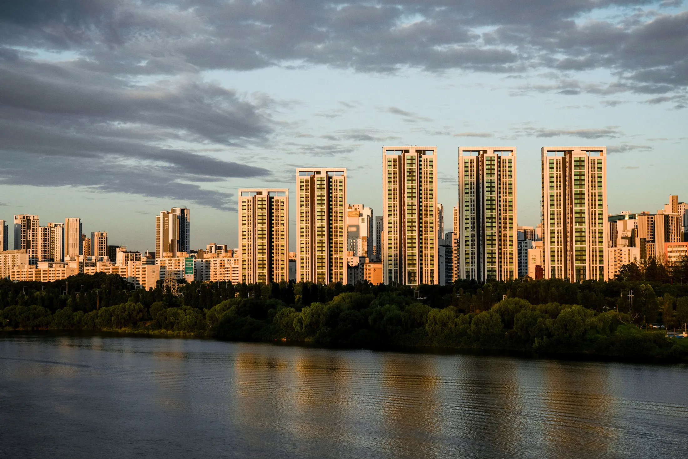 Residential buildings by the Han River in Seoul in September.