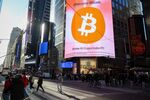 Bitcoin signage in New York.