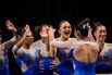Savannah Schoenherr celebrates with her University of Florida teammates during the 2023 NCAA women’s gymnastics semifinals. Schoenherr received a $3,000 check from a company she’d arranged an NIL deal with but after she deposited it, the check bounced. 