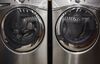 Front loading washing machines are displayed in the front lobby of the Whirlpool Corp. manufacturing facility in Clyde, Ohio, U.S..