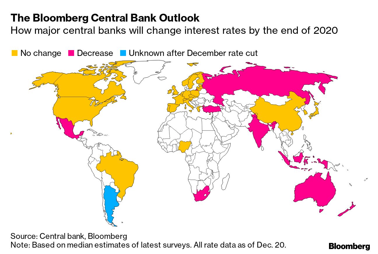 世界の主要中銀、来年予想される動き－ＦＲＢ、ＥＣＢ、日銀など - Bloomberg