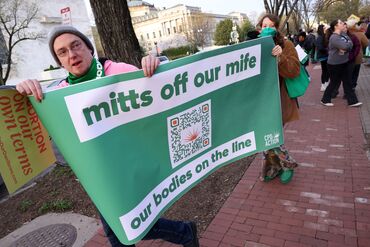 Women's March Mobilizes Hundreds For "Bans Off Our Mifepristone" Action Outside Supreme Court