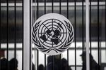 The United Nations (UN) logo is displayed outside the organization's headquarters in New York, U.S., on Friday, April, 27, 2018.