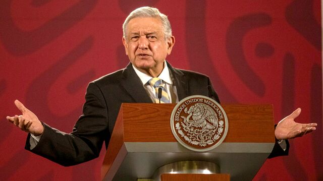 President Andres Manuel Lopez Obrador, speaks during a news conference at the National Palace in Mexico City, Mexico, on Sep. 17, 2020.