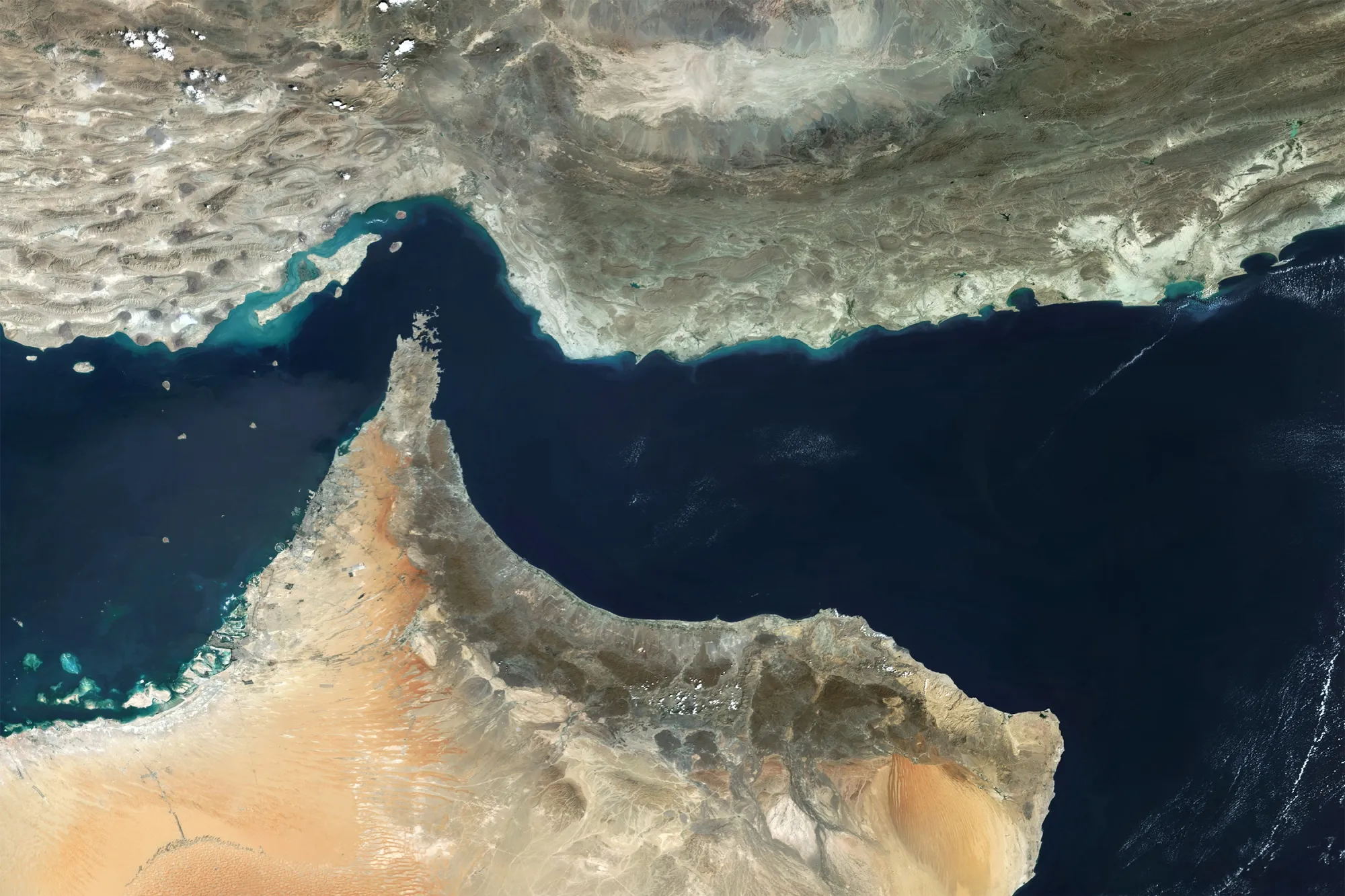 Satellite view of the Strait of Hormuz