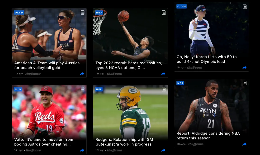 theScore website.