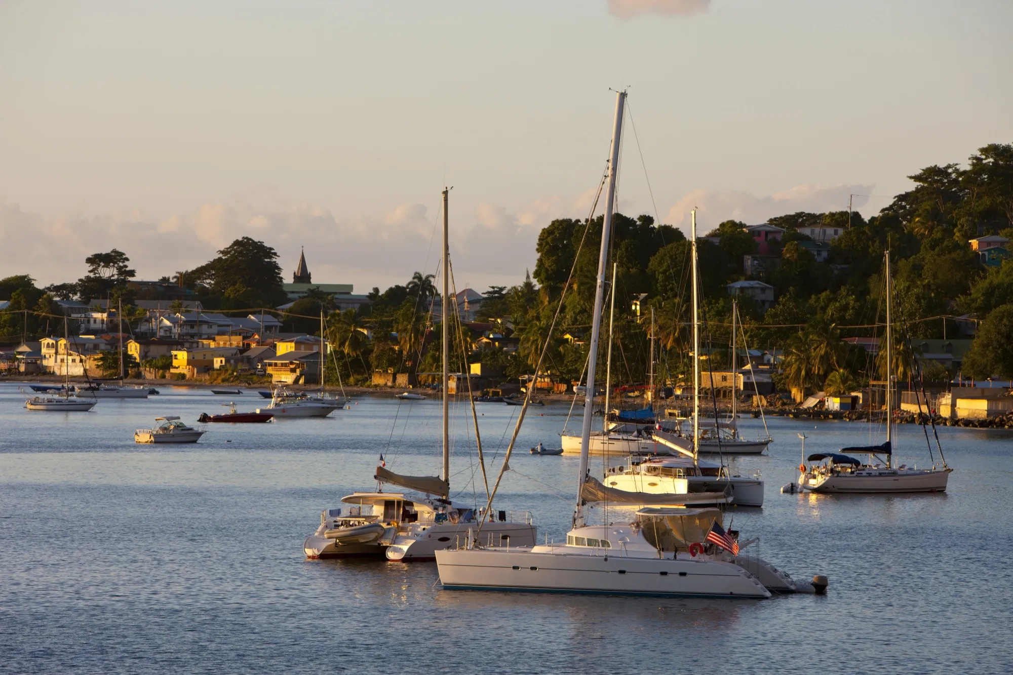 Boats in Roseau’s harbor, Dominica.