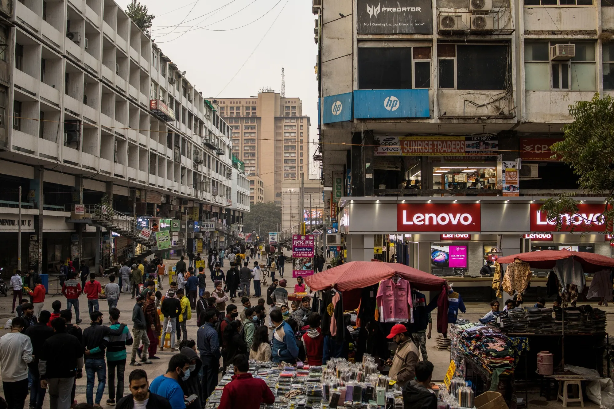 Market stalls at Nehru Place IT Market in New Delhi.&nbsp;