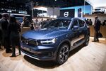 The Volvo AB XC40 crossover sports utility vehicle (SUV) is displayed during the 2018 New York International Auto Show (NYIAS) in New York, U.S., on Wednesday, March 28, 2018. The New York International Auto Show, North America's first and largest-attended auto show dating back to 1900, showcases an incredible collection of cutting-edge design and extraordinary innovation.